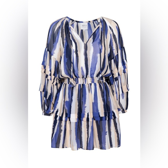 Misa Los Angeles Dresses & Skirts - MISA LOS ANGELES Karlina Striped Dress Blue Tan White Women Size Small $410 MSRP